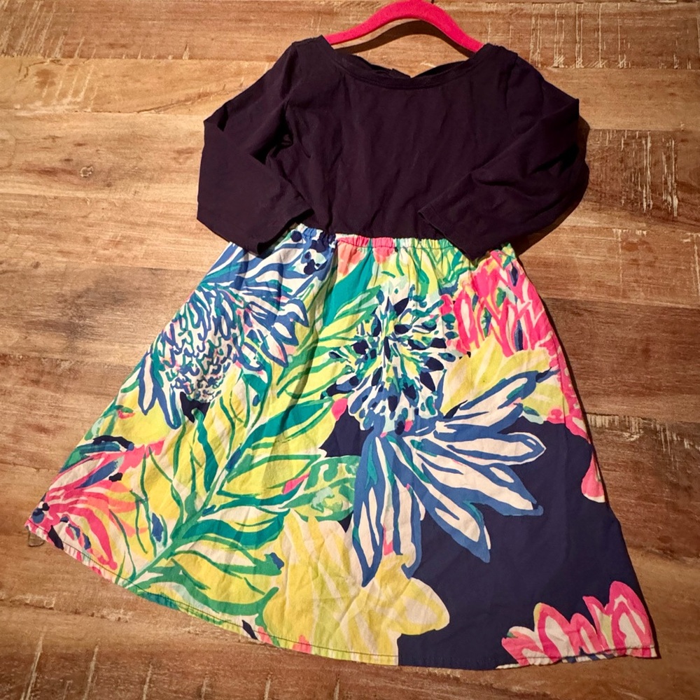 Lilly Pulitzer Girls Dress | Size M (6–7) | Navy Floral